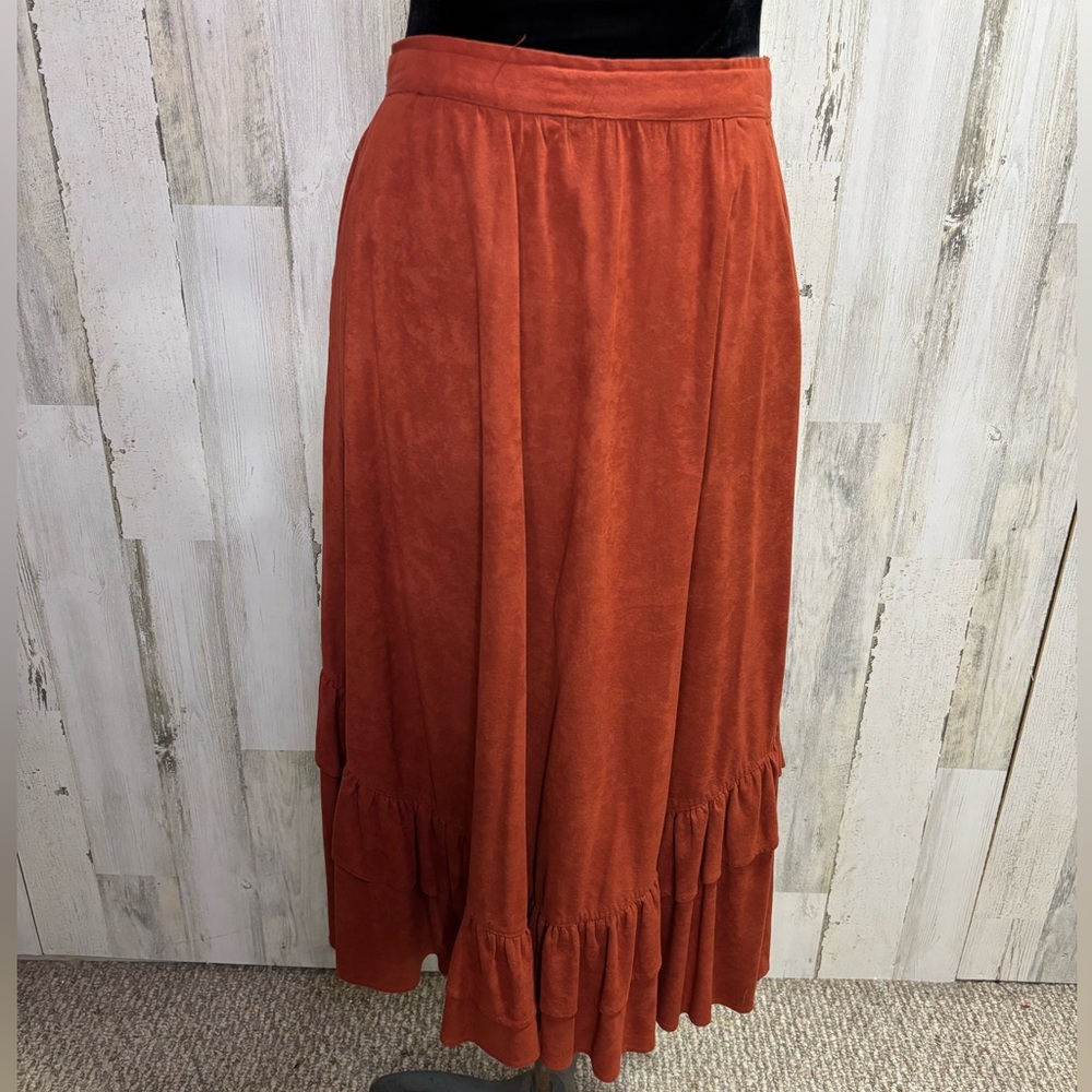 Vintage Microsuede Ruffled Prairie Skirted‎